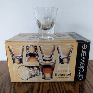 Shot Glasses 2oz Circleware 'Austria' Set Of 6 Like New